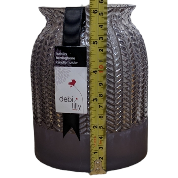 Debi Lilly Smokey Gray Heavyweight Holiday Herringbone Candle Holder Vase - Picture 7 of 9